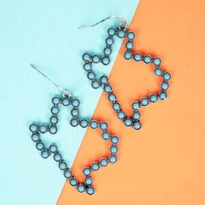 Turquoise Western Southwest Burnished Silvertone Lexa Texas Dangle Earrings